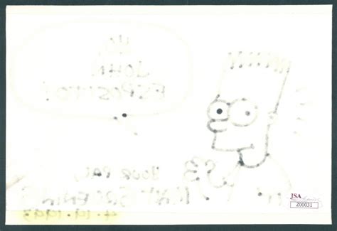 Matt Groening Signed Simpsons 5x7 Hand Drawn Sketch Of Bart Simpson