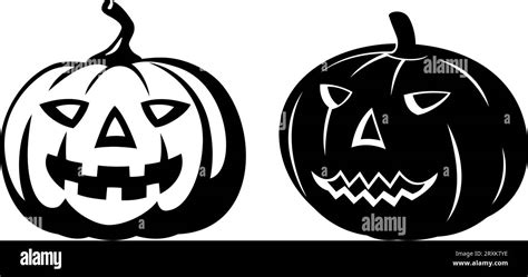 Halloween Pumpkins Silhouettes Vector Cliparts Isolated On White Stock