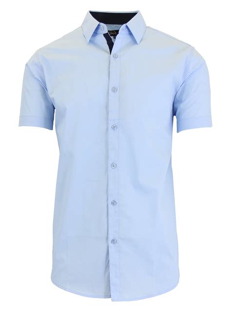 Mens Short Sleeve Slim Fit Solid Dress Shirts