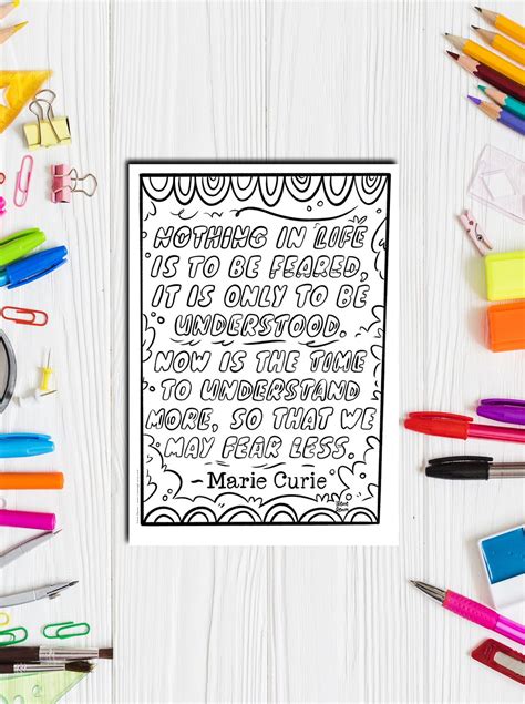 Printable Coloring Marie Curie Science Coloring Page Etsy