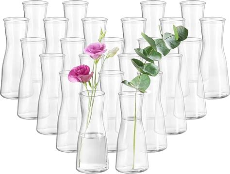 Glasseam Glass Bud Vases For Centerpieces Clear Flower Vase Set Of 24 Modern Small