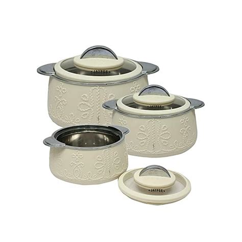 Buy Jaypee Pc Plastic Hot Pot GLASS LID Food Warmer Thermal Insulated Casserole Hotpot Ivory