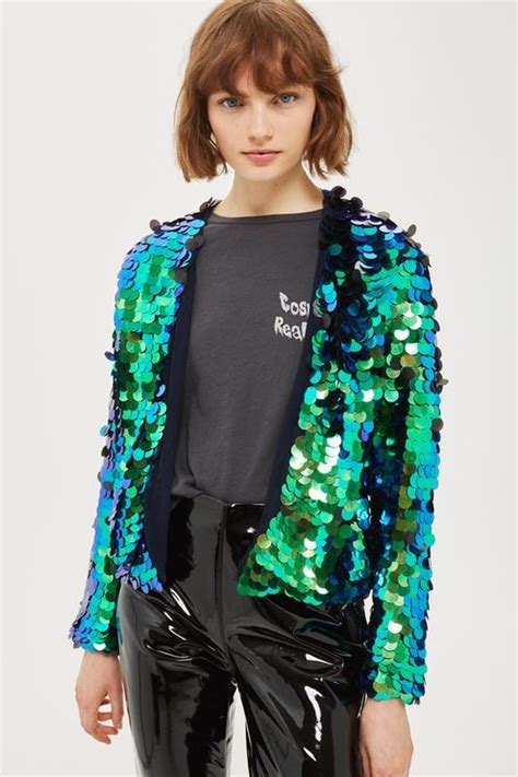 Circle Sequin Embellished Jacket Female Clothes Outfits Topshop