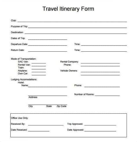 Travel Itinerary Templates Word Excel Fomats