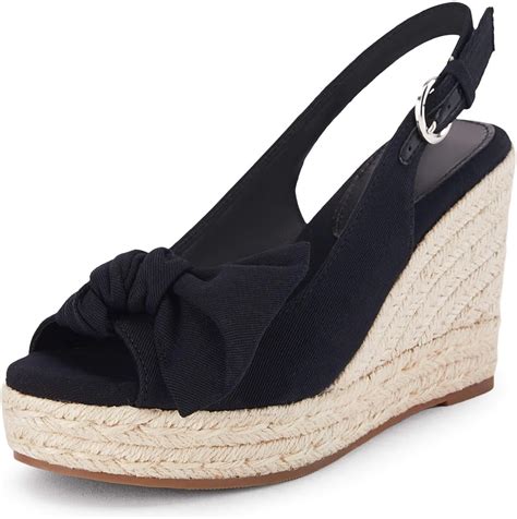 Coutgo Womens Peep Toe Wedges Heels Slingback Espadrille