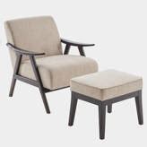 Lark Manor Selina Upholstered Armchair And Ottoman With Solid Wood