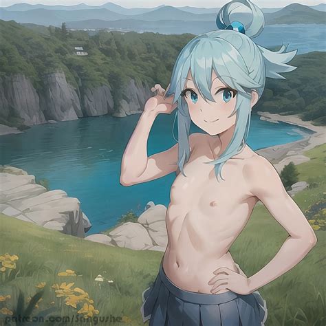 Rule 34 1girls Ai Generated Anime Aqua Konosuba Blue Eyes Blue Hair