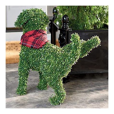 Dog Statue Decorative Peeing Dog Topiary Flocking Dog Sculptures Outdoor Decor - Walmart.com
