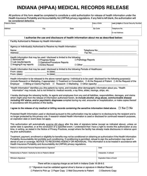 Hipaa Release Of Information Form Template Pdf Template