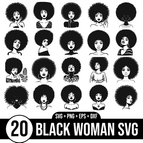 Afro Woman Svg Bundle Afro Queen Svg Afro Lady Svg Afro Girl Svg