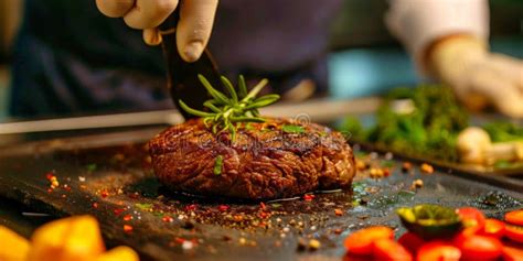Sizzling Steak A Culinary Masterpiece In The Making Stock Illustration