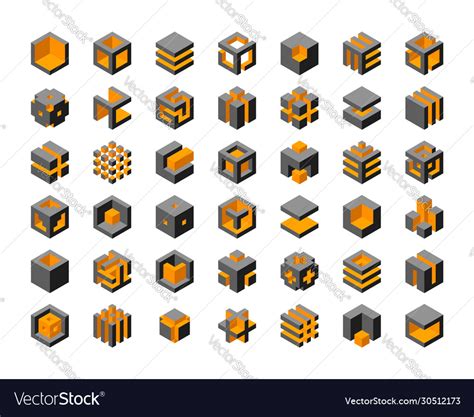 Cube logo design cubes 3d set template graphic Vector Image