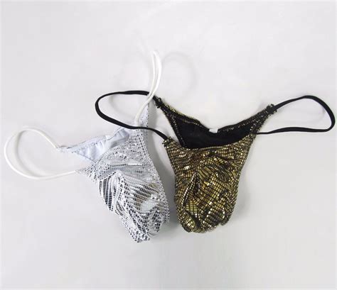 K208 FD Mens Micro Bikini String Waist Shiny Metallic Foiled EBay