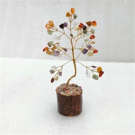 Polished Multicolor Natural Crystal Stone Tree For Decoration And