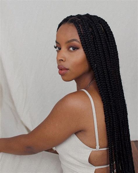 27 Beautiful Box Braid Hairstyles For Black Women Feed In Knotless Braids Protective Style