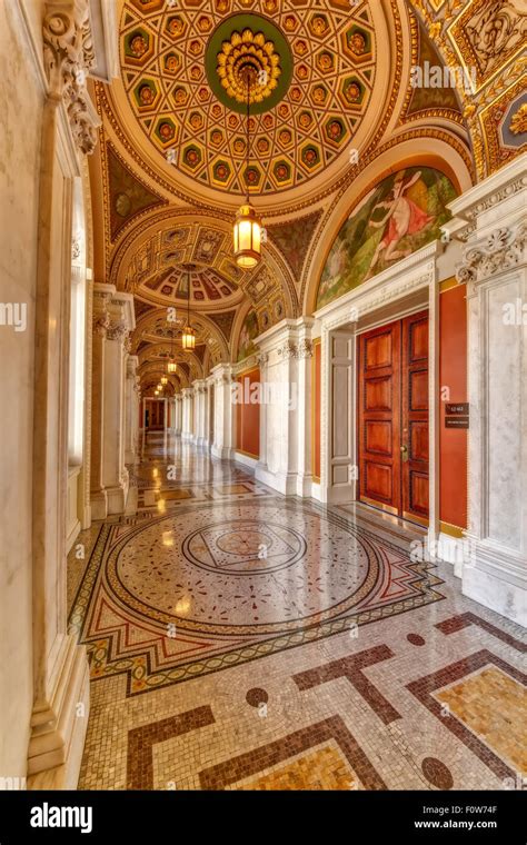 Thomas Jefferson Building Hall At The Library Of Congress In Washington