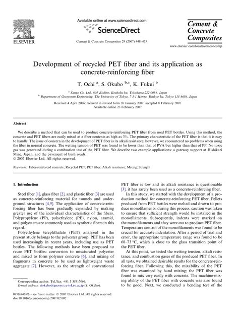 (PDF) Development of recycled PET fiber and its application as concrete ... 