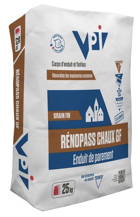 ENDUIT DE PAREMENT A LA CHAUX RENOPASS CHAUX GF SAC DE 25 KG