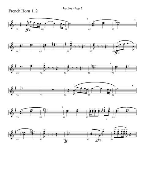 Joy Joy Choral Anthem Satb French Horn Sheet Music Pdf Word Music