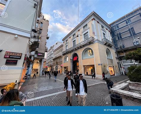Ermou Or Hermes Street Is A Shopping Street In Central Athens Greece