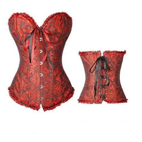 Sexy Bustier Boned Corset Burlesque Basque Lace Up Rouge Lingerie S Xl