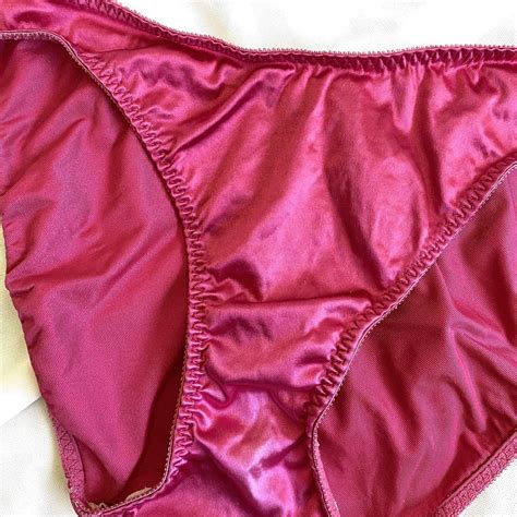 Vintage Shiny PANTIES Bikini Brief Liquid SATIN Second Skin Hot Pink L