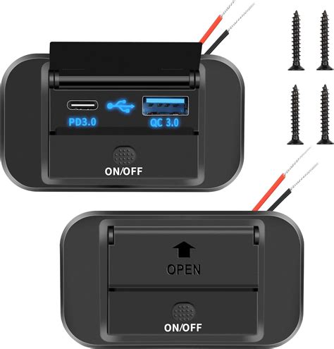 Amazon.com: 12V USB Outlet 2 PCS, Qidoe PD 20W Type-C and 18W QC3.0 USB