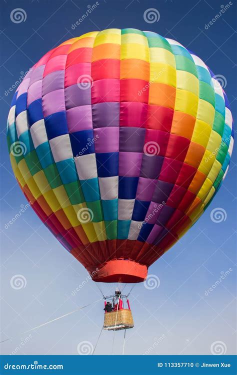 Hot Air Balloon Blue Sky Stock Photo Image Of Snowy 113357710