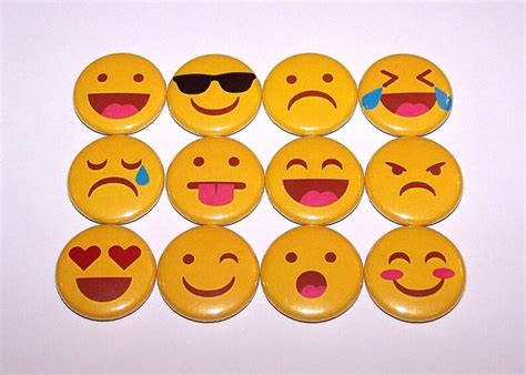 Emoji Smiley Faces Pins Pack Emoticons Pinbacks Etsy