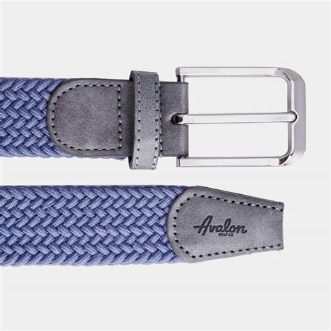 Mens Golf Belt In Blue Woven Band Adaptable Sizing And Stretchy