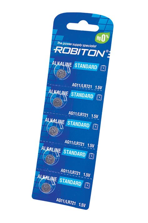 Батарейка элемент питания Robiton Standard R AG11 0 BL5 AG11 0 Hg