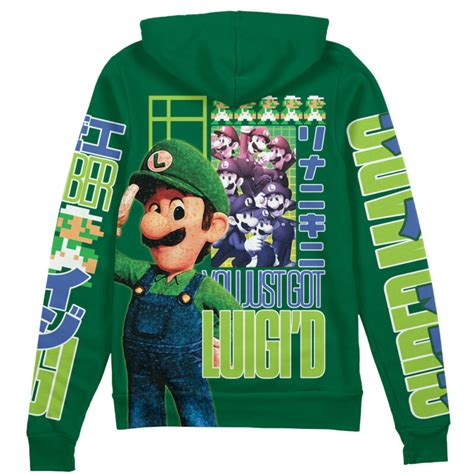 Luigi Super Mario Streetwear Zip Hoodie Jacket Anime Ape