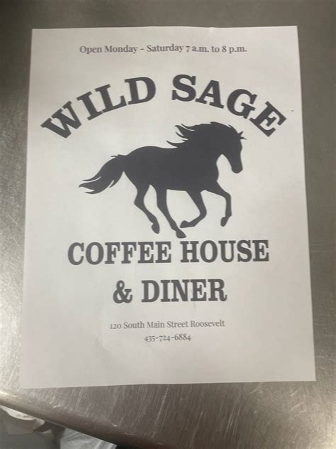 Menu At Wild Sage Coffee House And Diner Roosevelt