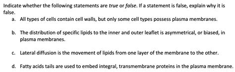 Solved Indicate whether the following statements are true or | Chegg.com