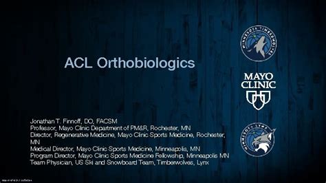 Acl Orthobiologics Jonathan T Finnoff Do Facsm Professor