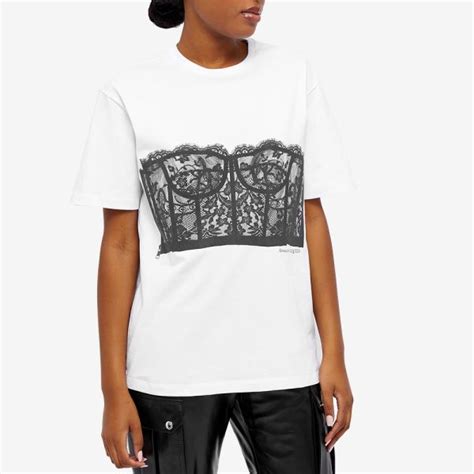 Alexander Mcqueen Corset Print Tee White And Black End Us