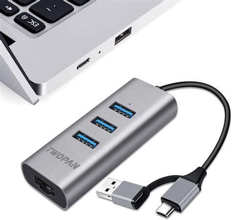 TWOPAN USB 3 0 Hub Ethernet Aluminum USB C To Ethernet Adapter 3 Port