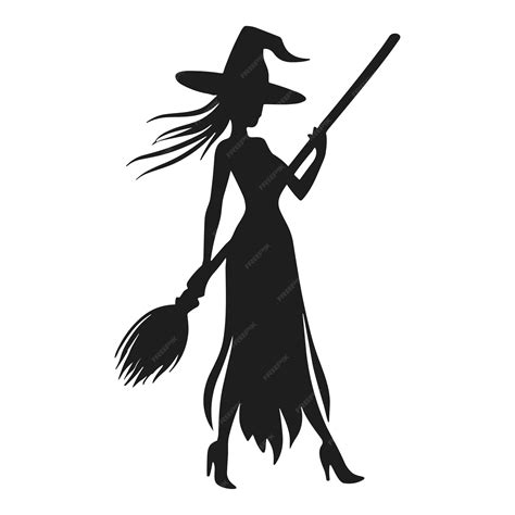 vector de la silueta de la bruja de halloween vector premium