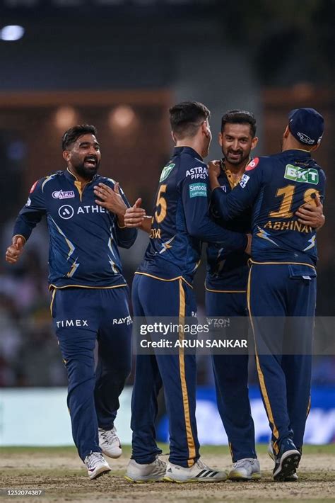 gujarat titans players celebrate  winning  indian premier