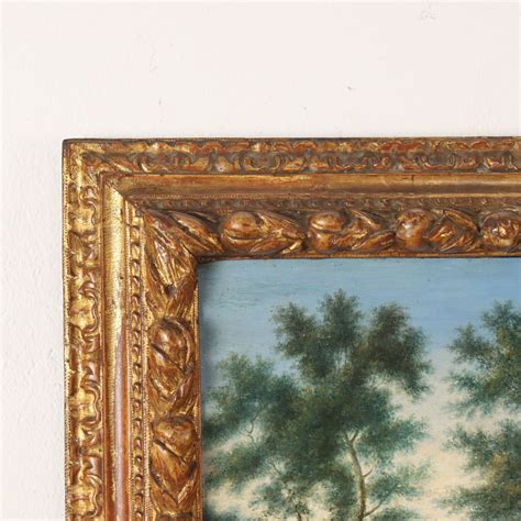 Dipinto Di Paesaggio Con Figure Pittura Antica Quadro Con Cornice