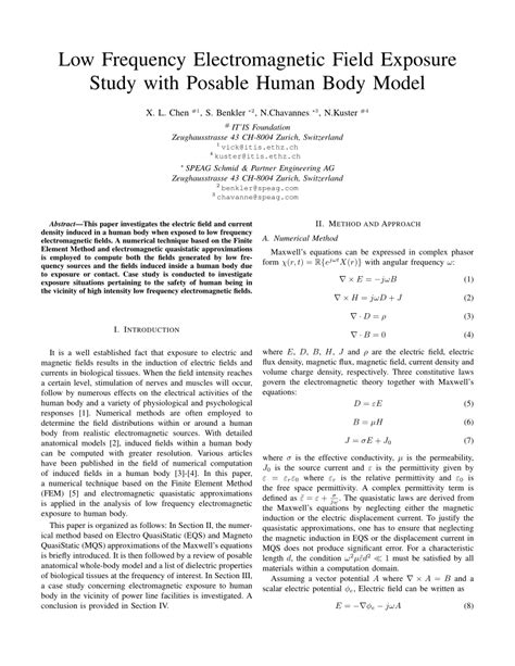 Pdf Simulation Of Human Body Exposure In Extremely Low Frequency