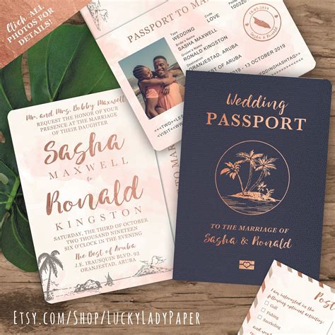 Beach Wedding Passport Save The Date Destination Invitation Etsy