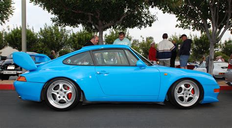 Mexico Blue 1996 Porsche 993 Carrera RS Club Sport Full Side View Cars