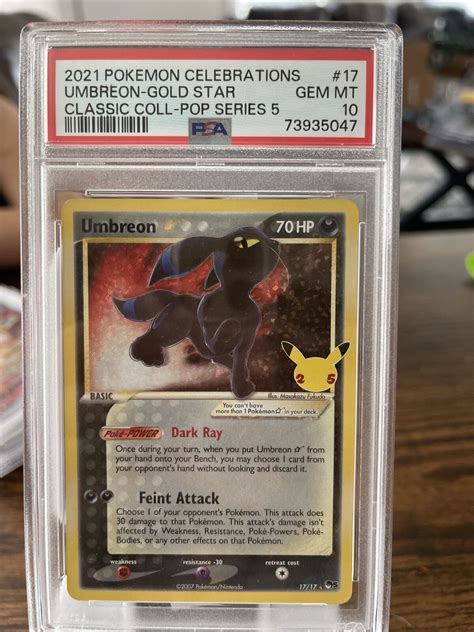 Psa 10 Umbreon Gold Star Gem Mint Classic Collection 17 Celebrations