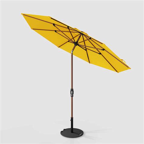 8ft-10ft Auto Tilt Terylast Patio Umbrella | Stylish Woodgrain Finish