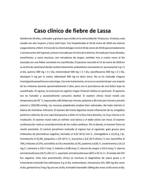 Caso Cl Nico Fiebre De Lassa Dra Tramadol Udocz