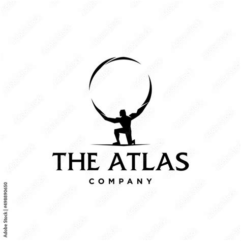 Atlas Logo Icon Geometric Atlas God Lifting Globe Black Logo Icon