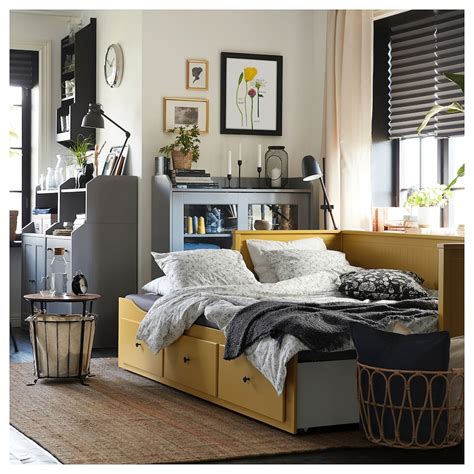 HEMNES daybed frame with 3 drawers, yellow, Twin - IKEA