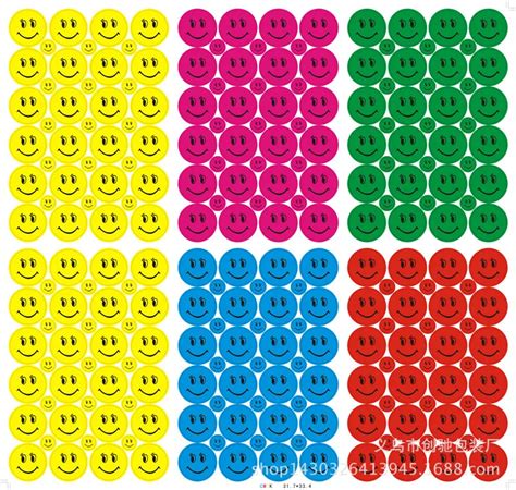 5 Colors Cartoon Children Stickers Smile Face Smiley Toys Reward