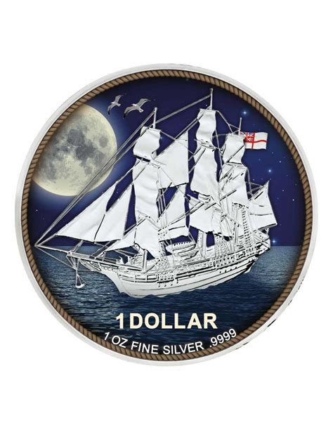 Arrival In Pitcairn Islands Bounty Oz Silver Coin Cook Island